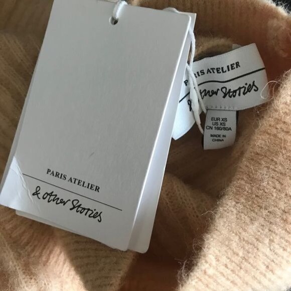 & Other Stories Peach Orange Alpaca Wool Blend Mock Neck Sweater XS - Picture 8 of 8